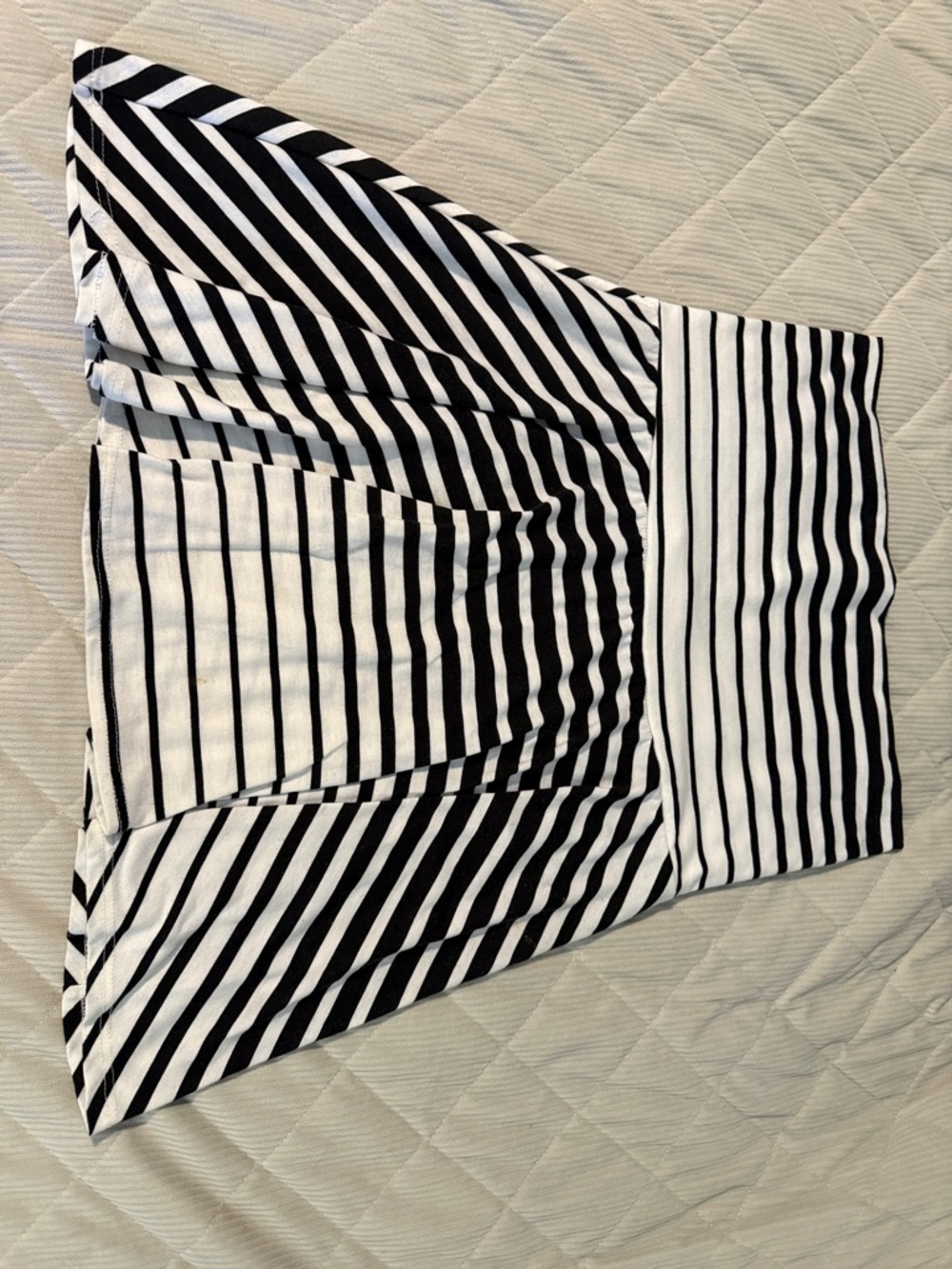 Rainbow Black and White Striped Flared Skirt